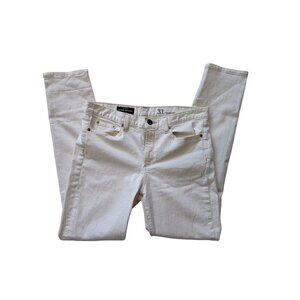 J. Crew Mid Rise Toothpick Women's Denim White Jean Ankle Size 31